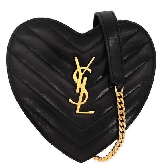 Saint Laurent Black Leather Love Heart Shoulder Bag - Picture 1 of 10
